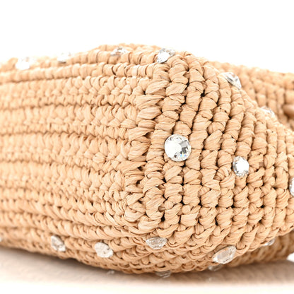 Jimmy Choo Raffia Woven Crystal Small Cinch Bag Natural 9 of 11