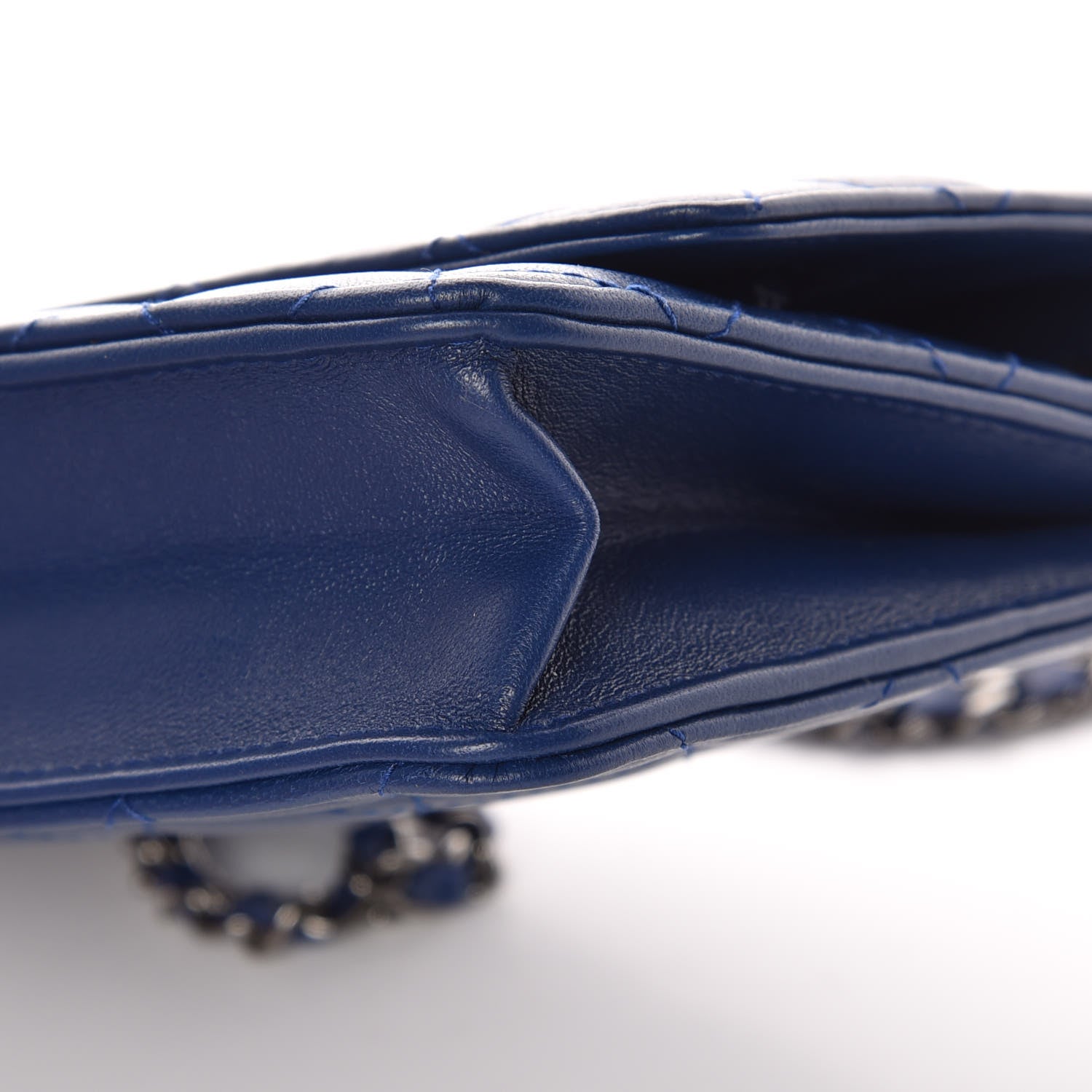 Chanel Lambskin Quilted Wallet On Chain WOC Dark Blue 6 of 11