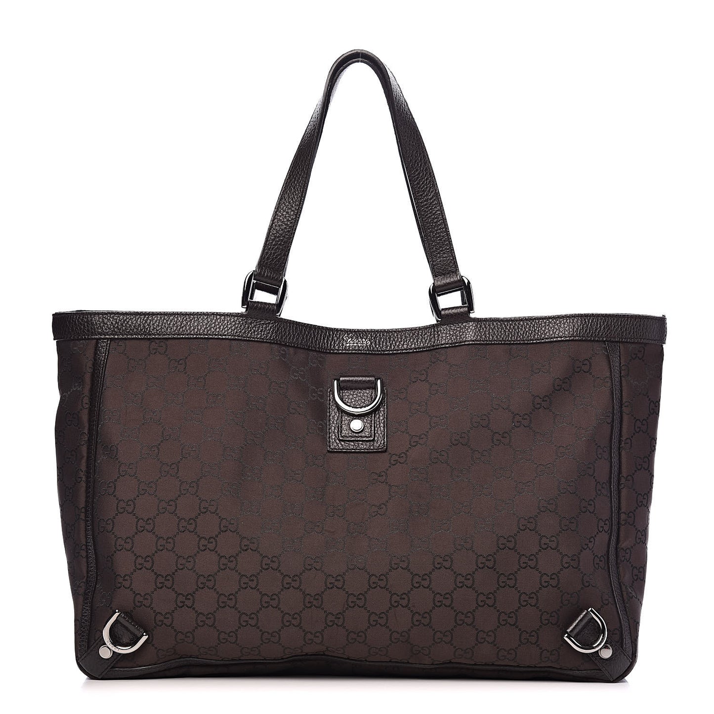 Nylon Monogram Large Abbey Tote Dark Brown