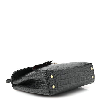 Chanel Calfskin Crocodile Embossed Fifth Avenue Maxi Flap Top Handle Bag Dark Grey 5 of 12