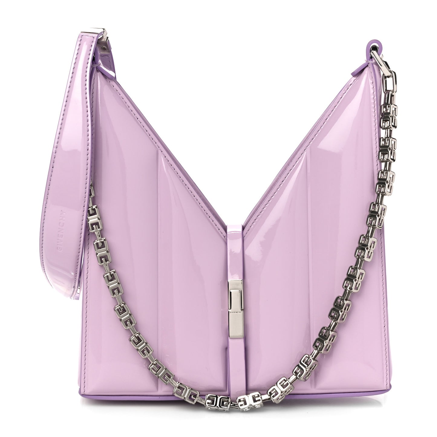 Patent Padded Small Cut Out Shoulder Bag Lilac