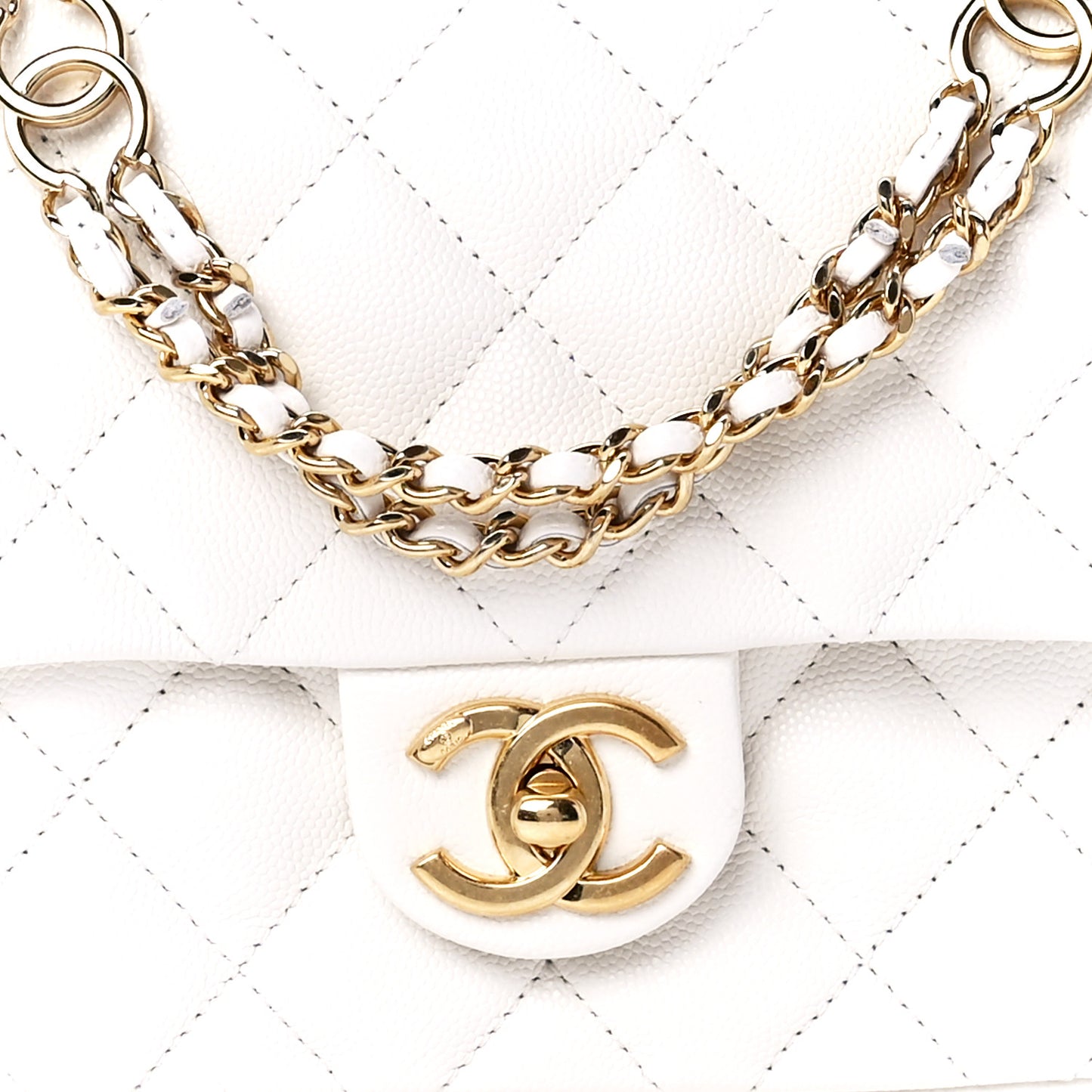 Caviar Quilted Small CC You Flap White