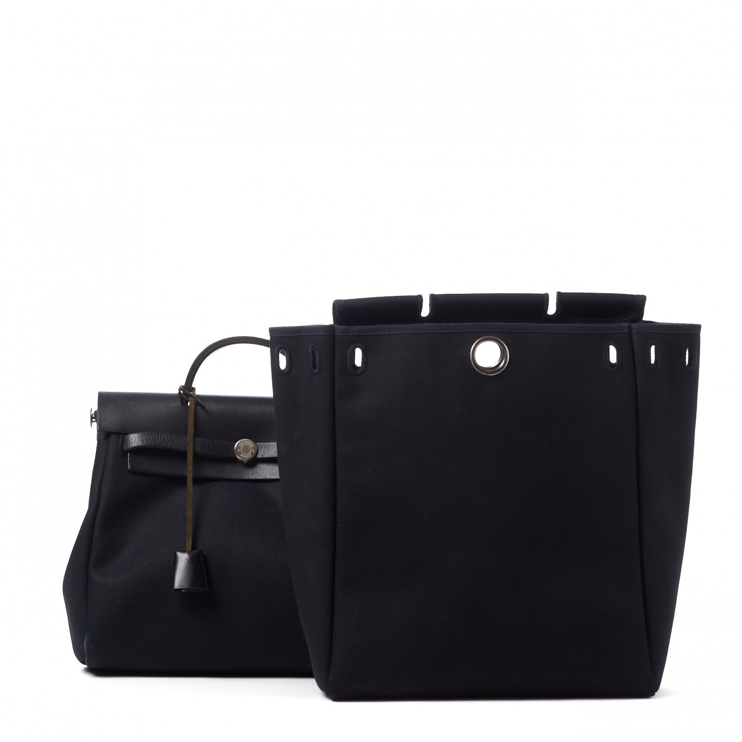 Hermes Toile Vache Calfskin Herbag 30 PM Backpack Black 2 of 10