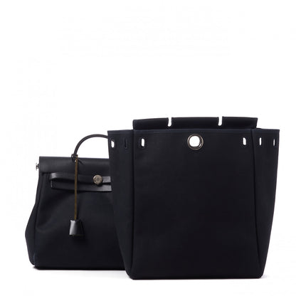 Hermes Toile Vache Calfskin Herbag 30 PM Backpack Black 2 of 10