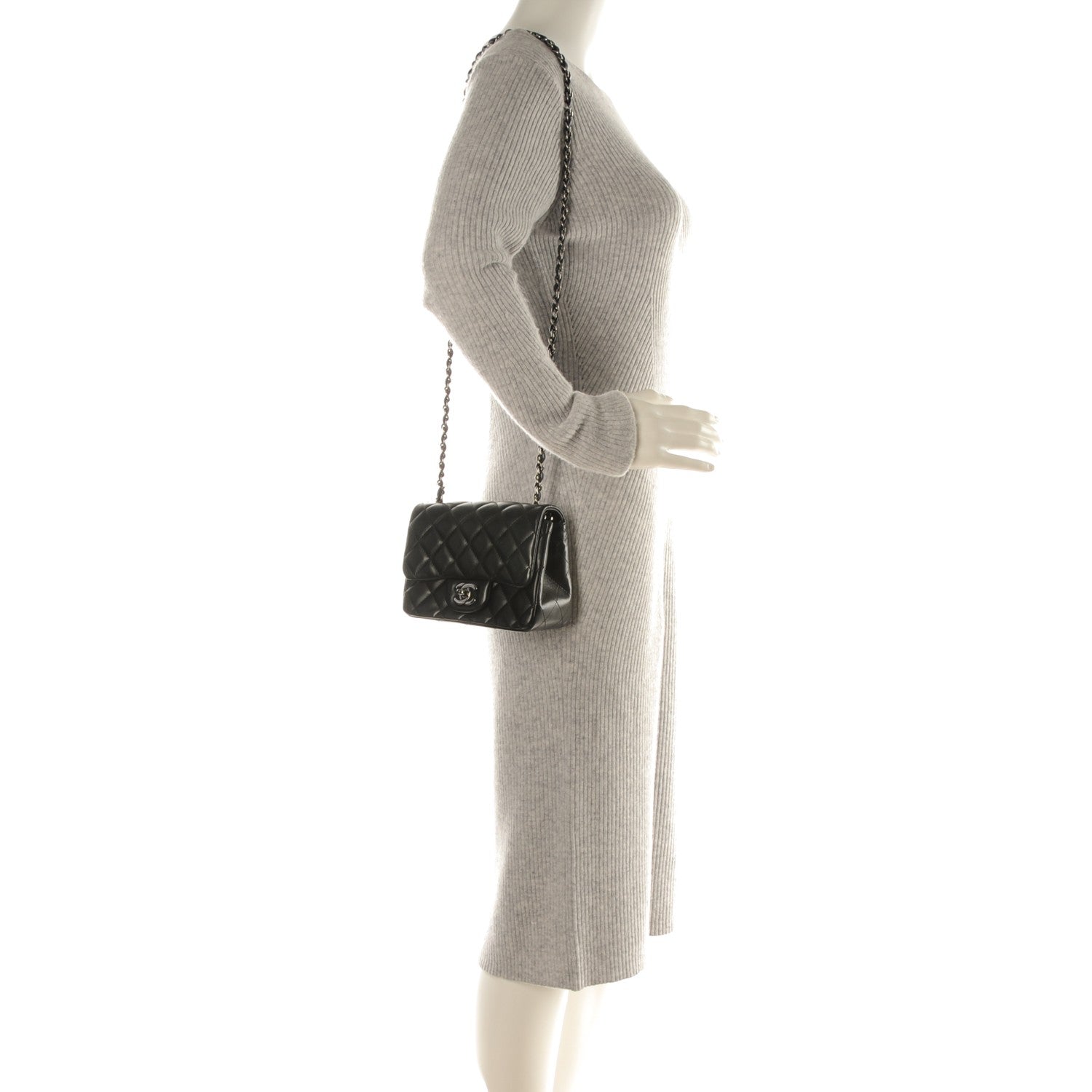 Chanel Lambskin Quilted Mini Square Flap Black 2 of 8