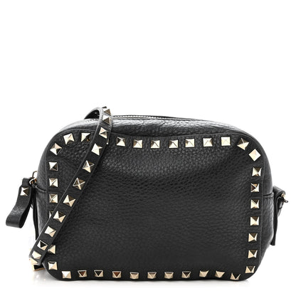Valentino Garavani Pebbled Calfskin Rockstud Camera Crossbody Bag Black 1 of 11