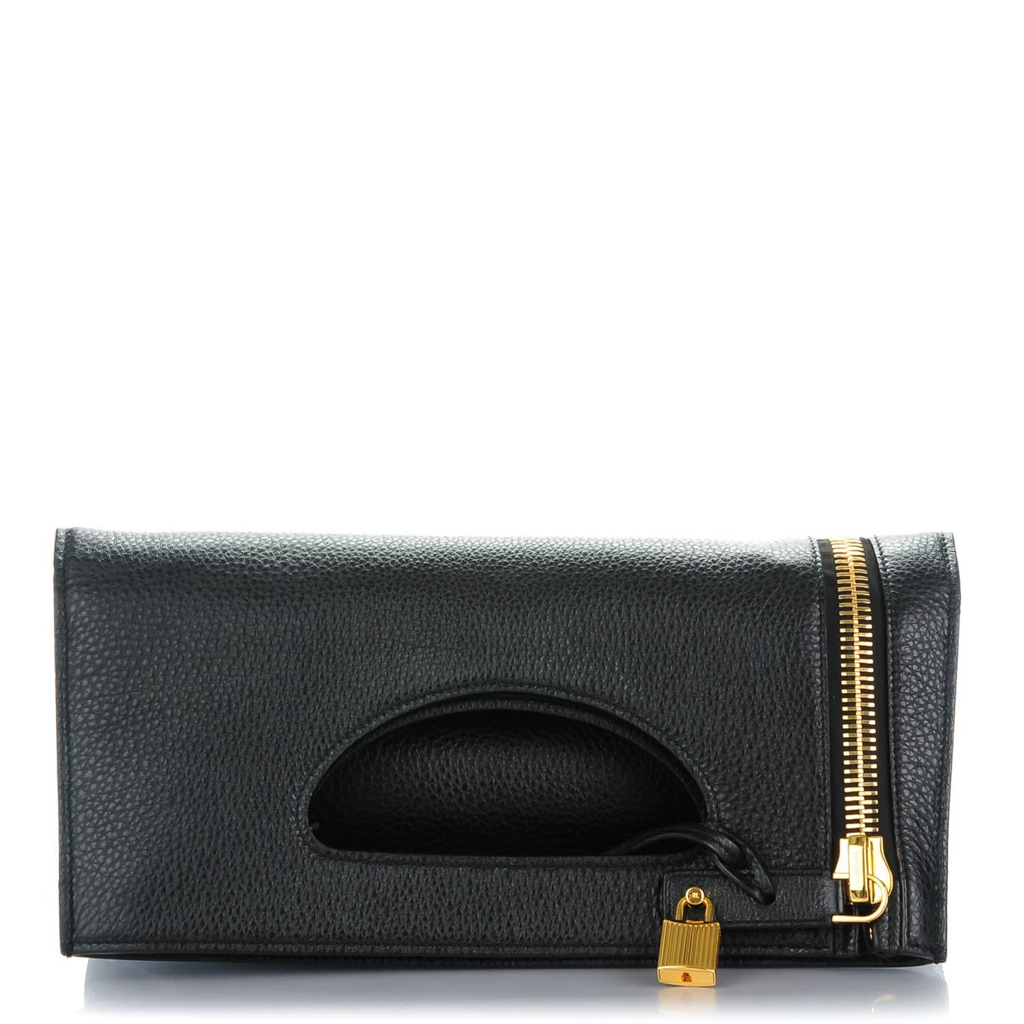 Pebbled Calfskin Small Alix Zip Padlock Zip Shoulder Bag Black