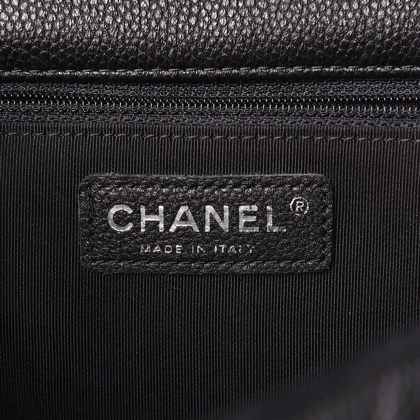 Caviar Chevron Quilted Large Puffy CC Flap Black
