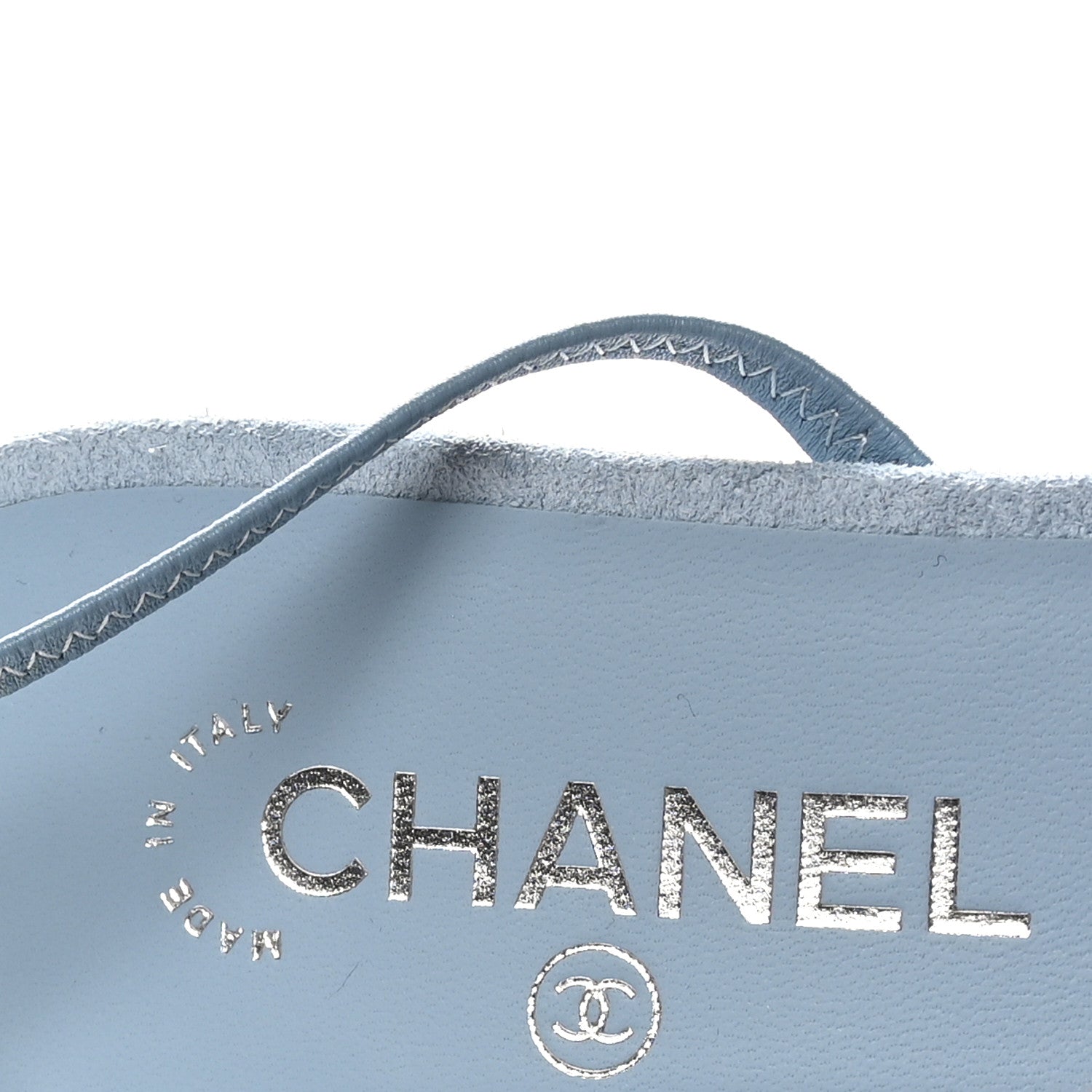 Chanel Suede Cap Toe CC Slingback Pumps 40 Light Blue 7 of 10