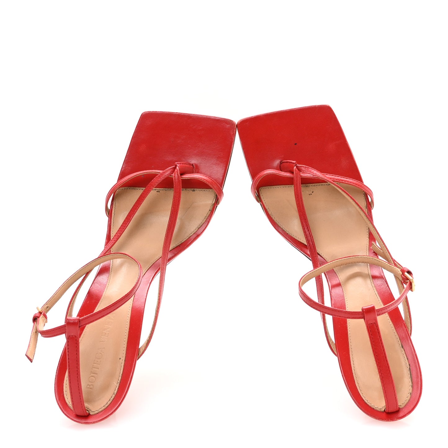 Lambskin Stretch Multi Strap 90mm Sandals 40 Tomato