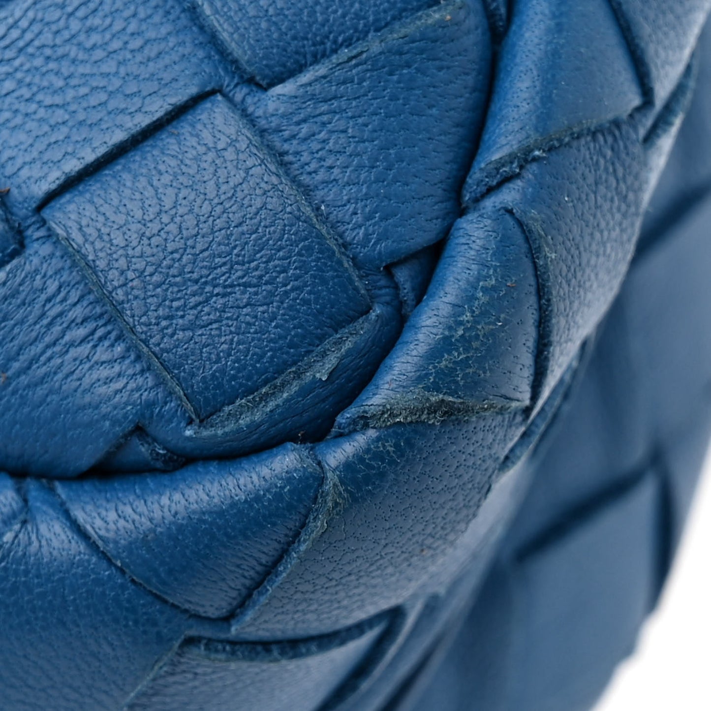 Nappa Intrecciato Small Chain Crossbody Blue