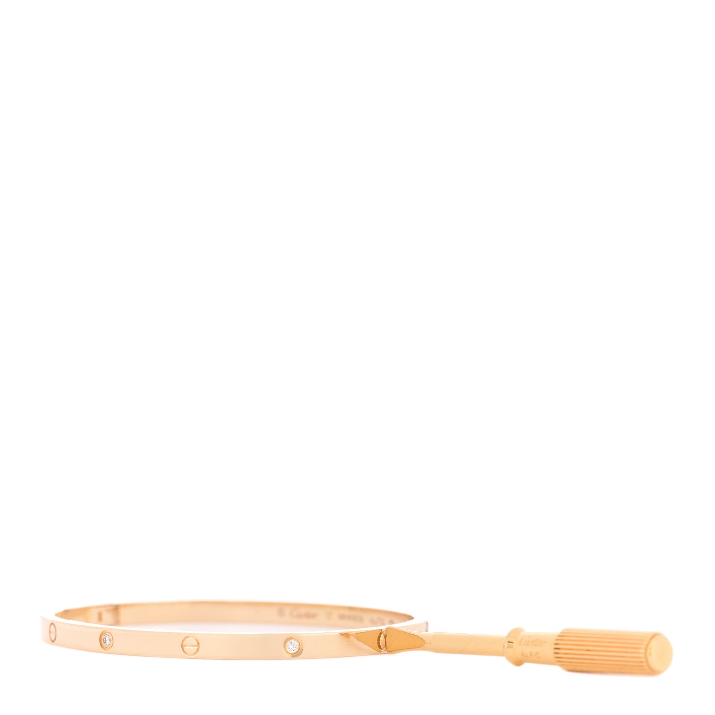 18K Yellow Gold 6 Diamond Small LOVE Bracelet 17