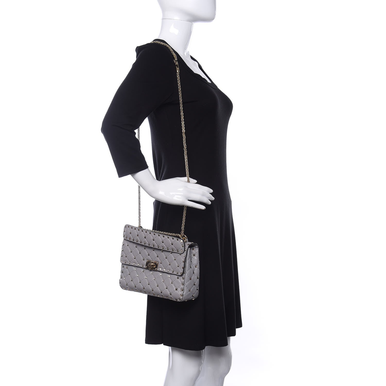 Valentino Garavani Nappa Medium Rockstud Spike Shoulder Bag Grey 2 of 9