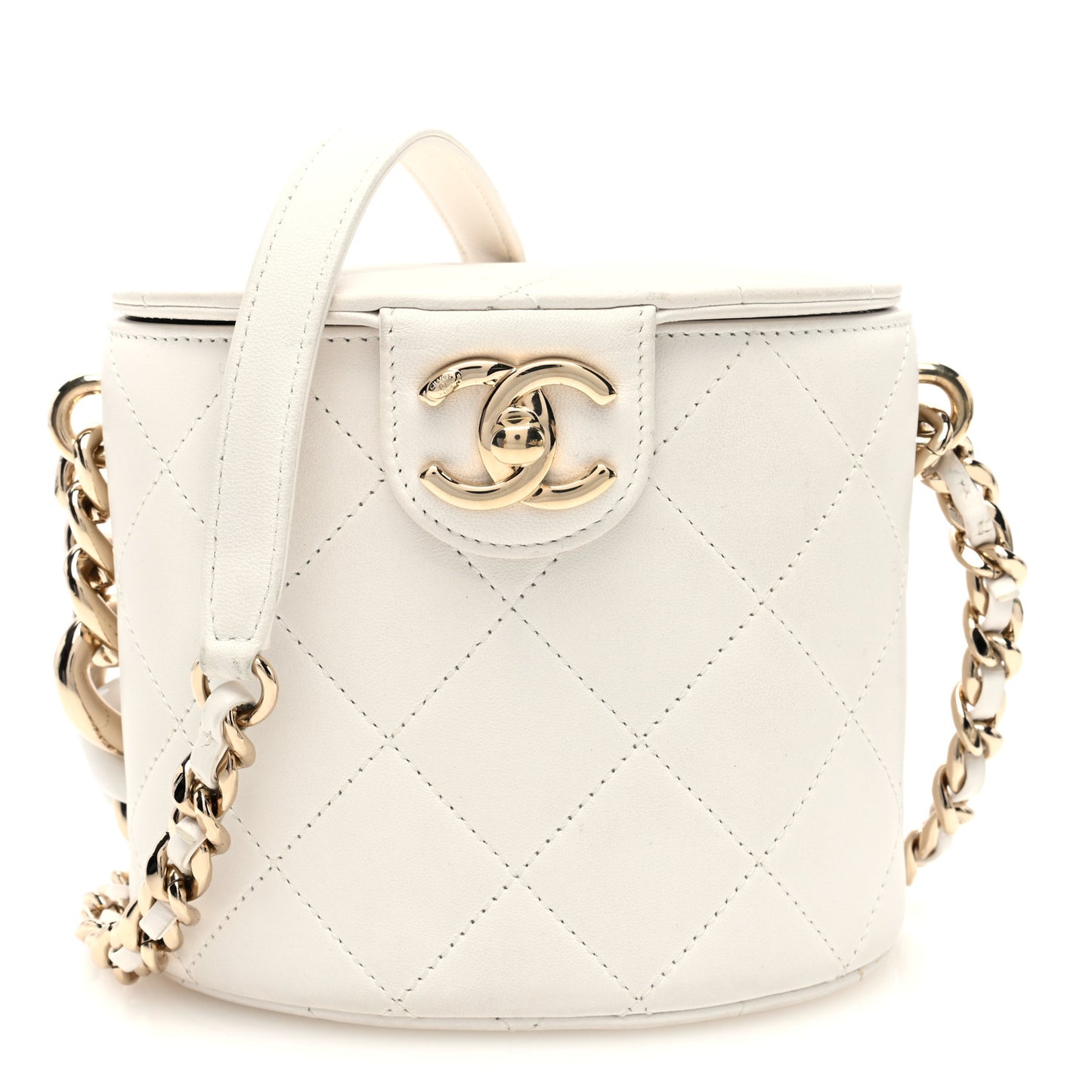Lambskin Resin Elegant Chain Vanity Case White