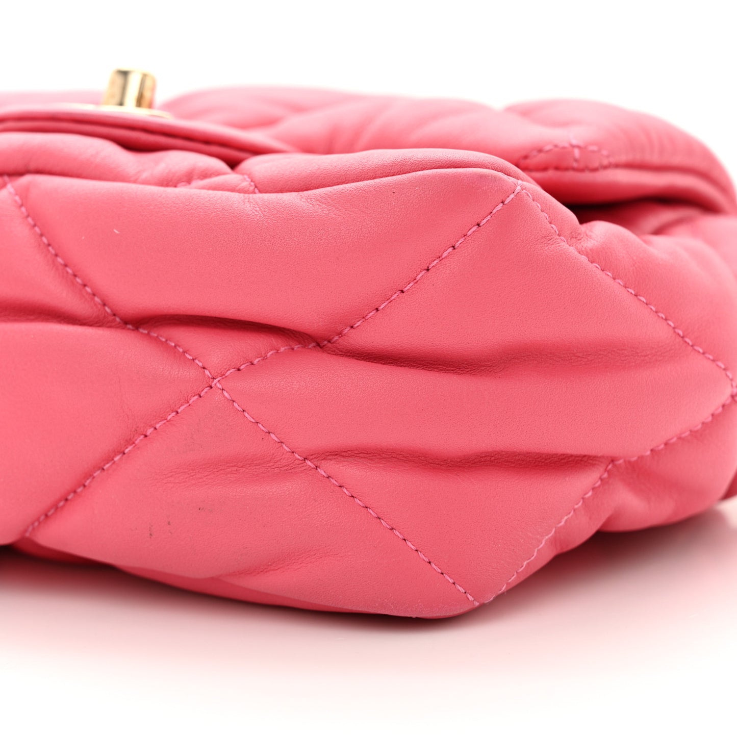 Calfskin Quilted Mini Square Bubbly Flap Pink