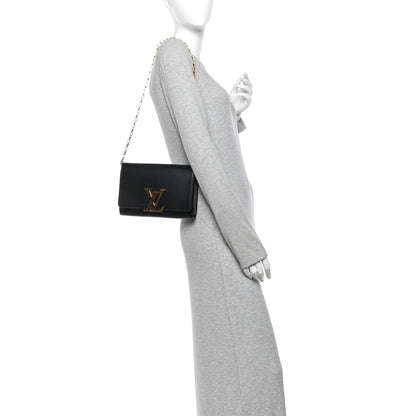 Louis Vuitton Calfskin Chain Louise MM Black 2 of 12