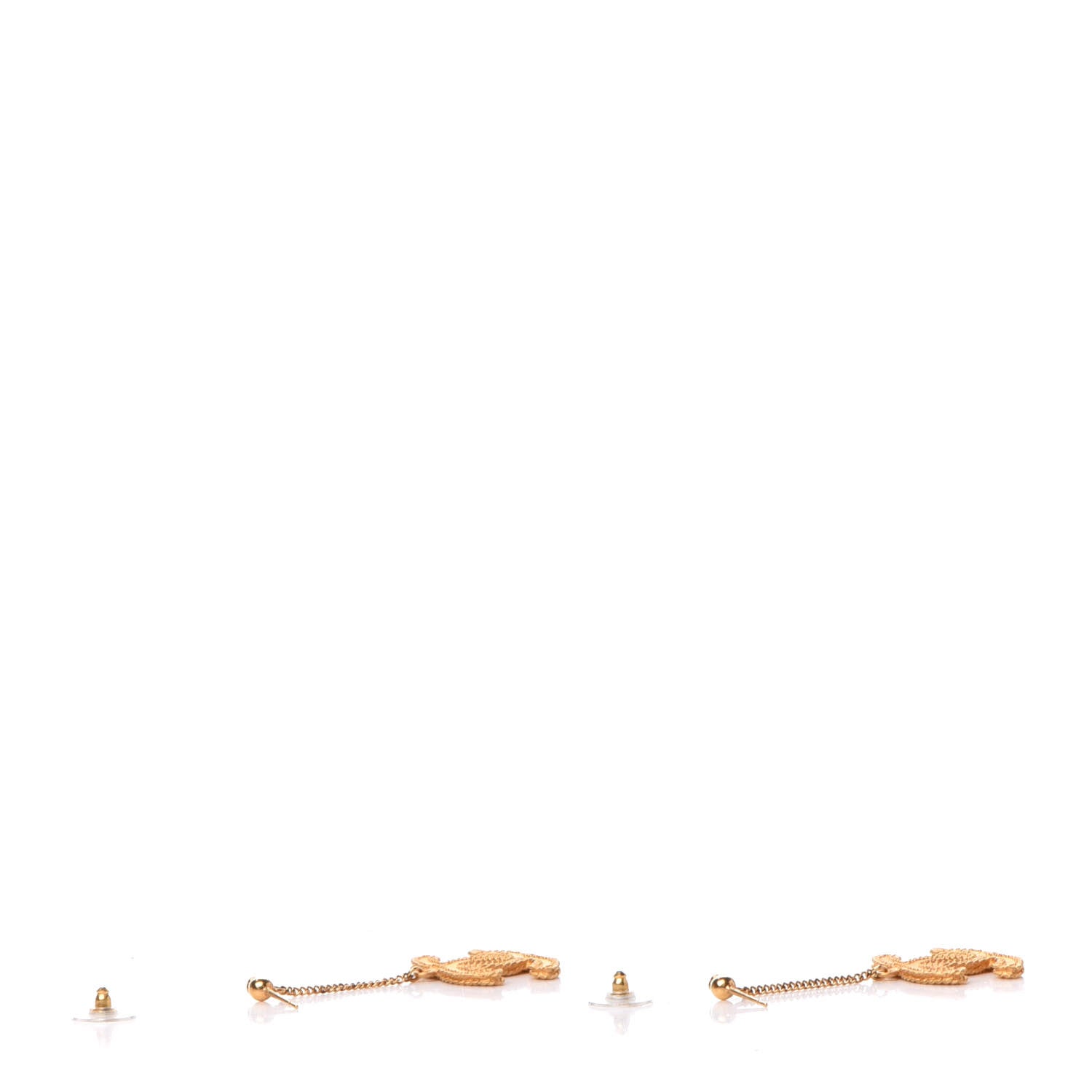 Chanel CC Drop Earrings Matte Gold 3 of 4