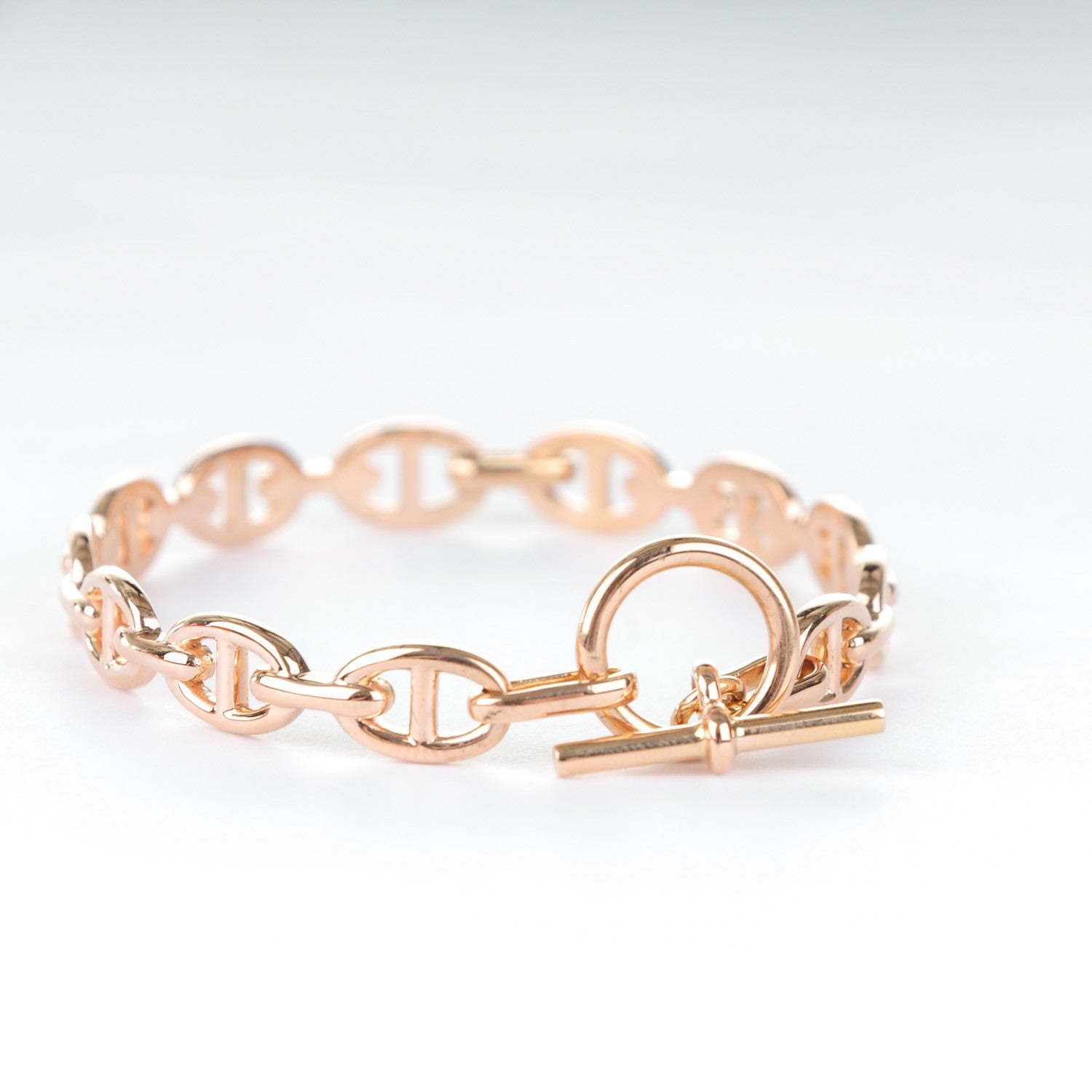 Hermes 18K Rose Gold Chaine d'Ancre Echainee S Bracelet 4 of 5