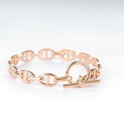 Hermes 18K Rose Gold Chaine d'Ancre Echainee S Bracelet 4 of 5