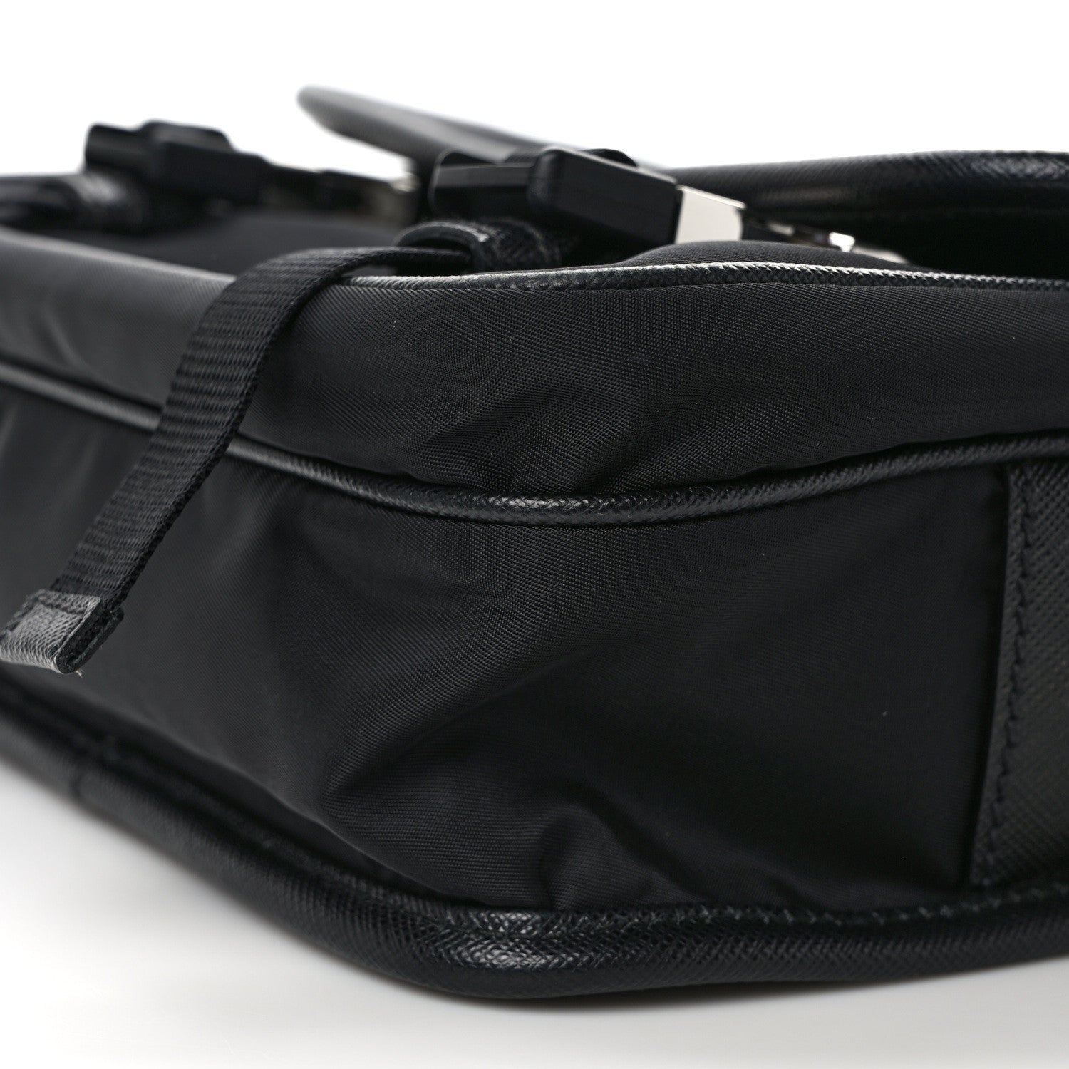 Prada Re-Nylon Saffiano Pocket Double Snap Buckle Shoulder Bag Black 9 of 12
