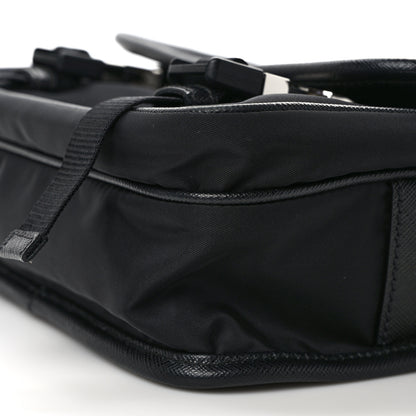 Prada Re-Nylon Saffiano Pocket Double Snap Buckle Shoulder Bag Black 9 of 12