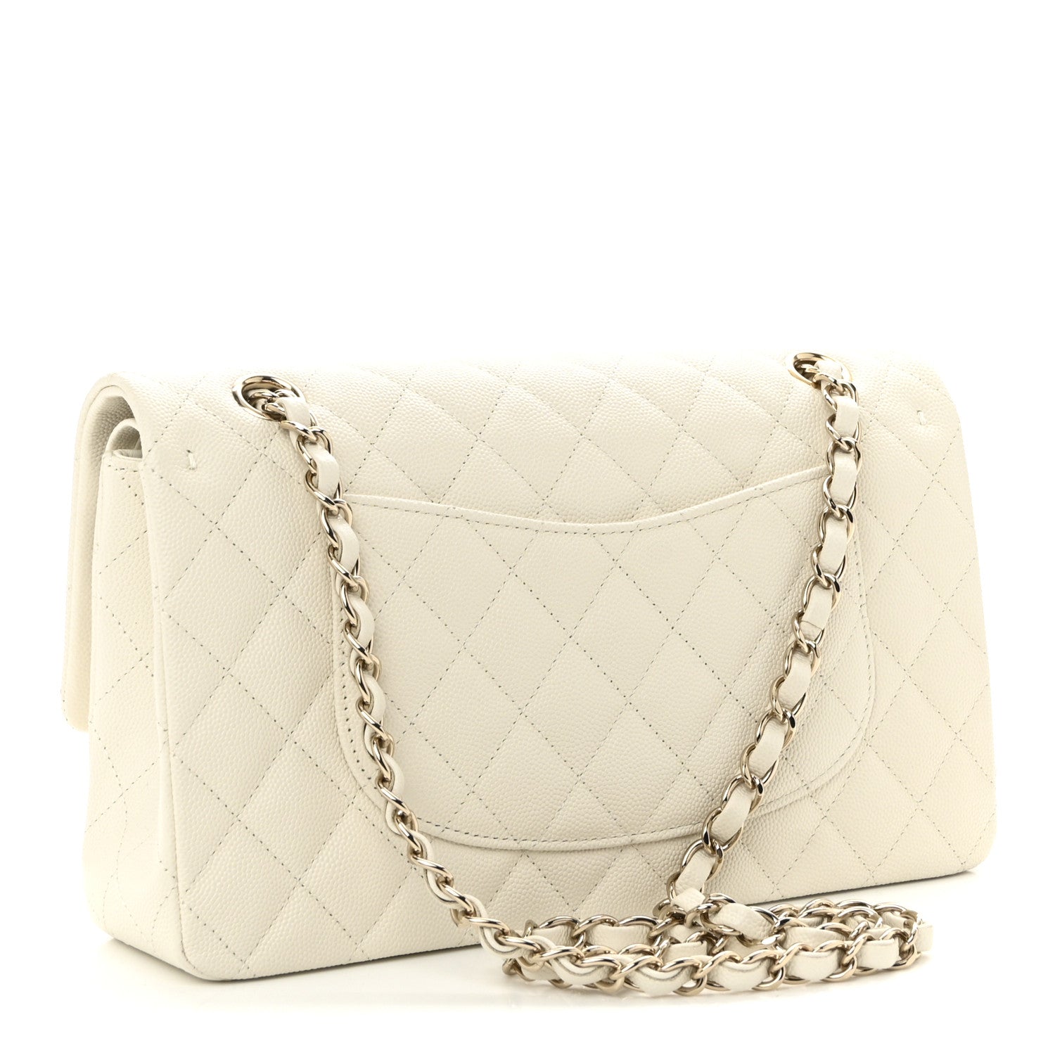 Chanel Caviar Quilted Medium Double Flap White 3 of 10