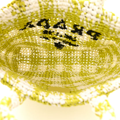 Prada Yarn Raffia Effect Crochet Embroidered Small Logo Tote Citron Yellow 5 of 10