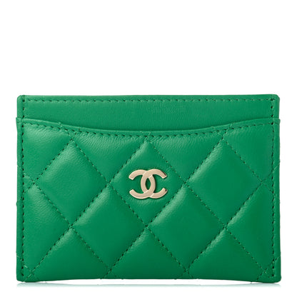Chanel Lambskin Quilted Card Holder Green 1 of 8