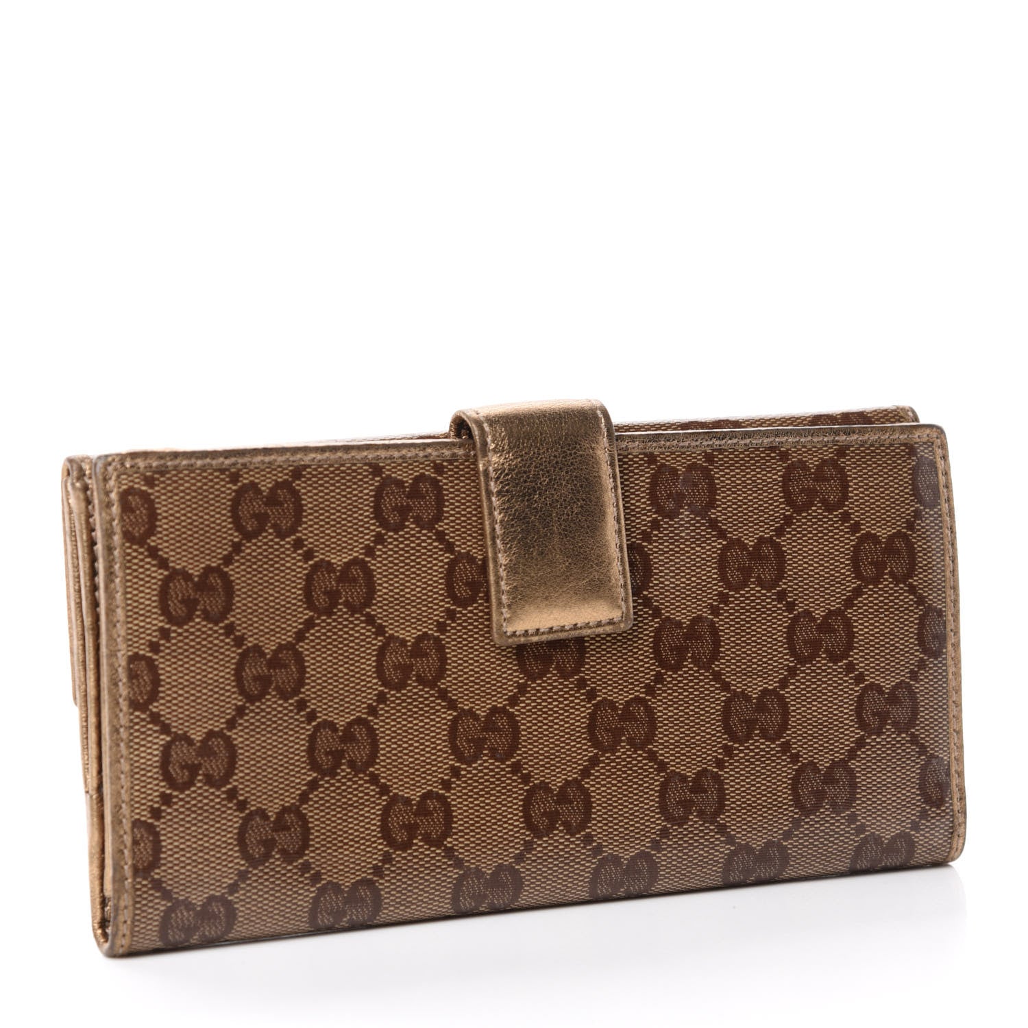 Gucci Crystal Monogram Metal Bar Continental Flap Wallet Gold 3 of 8
