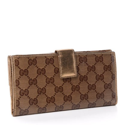 Gucci Crystal Monogram Metal Bar Continental Flap Wallet Gold 3 of 8