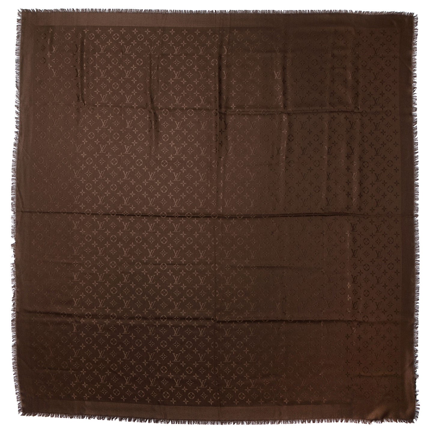 Wool Silk Monogram Shawl Chocolate