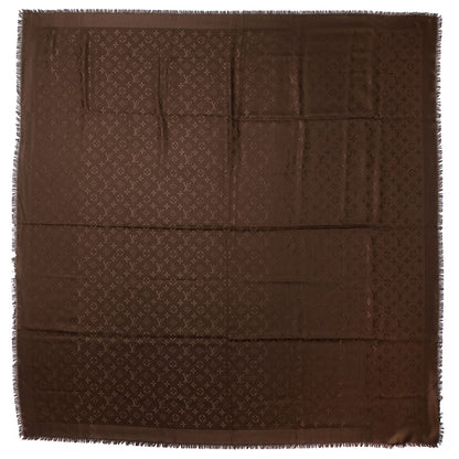 Louis Vuitton Wool Silk Monogram Shawl Chocolate 4 of 6