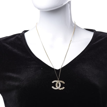 Chanel Baguette Crystal Quilted CC Pendant Necklace Gold 2 of 6