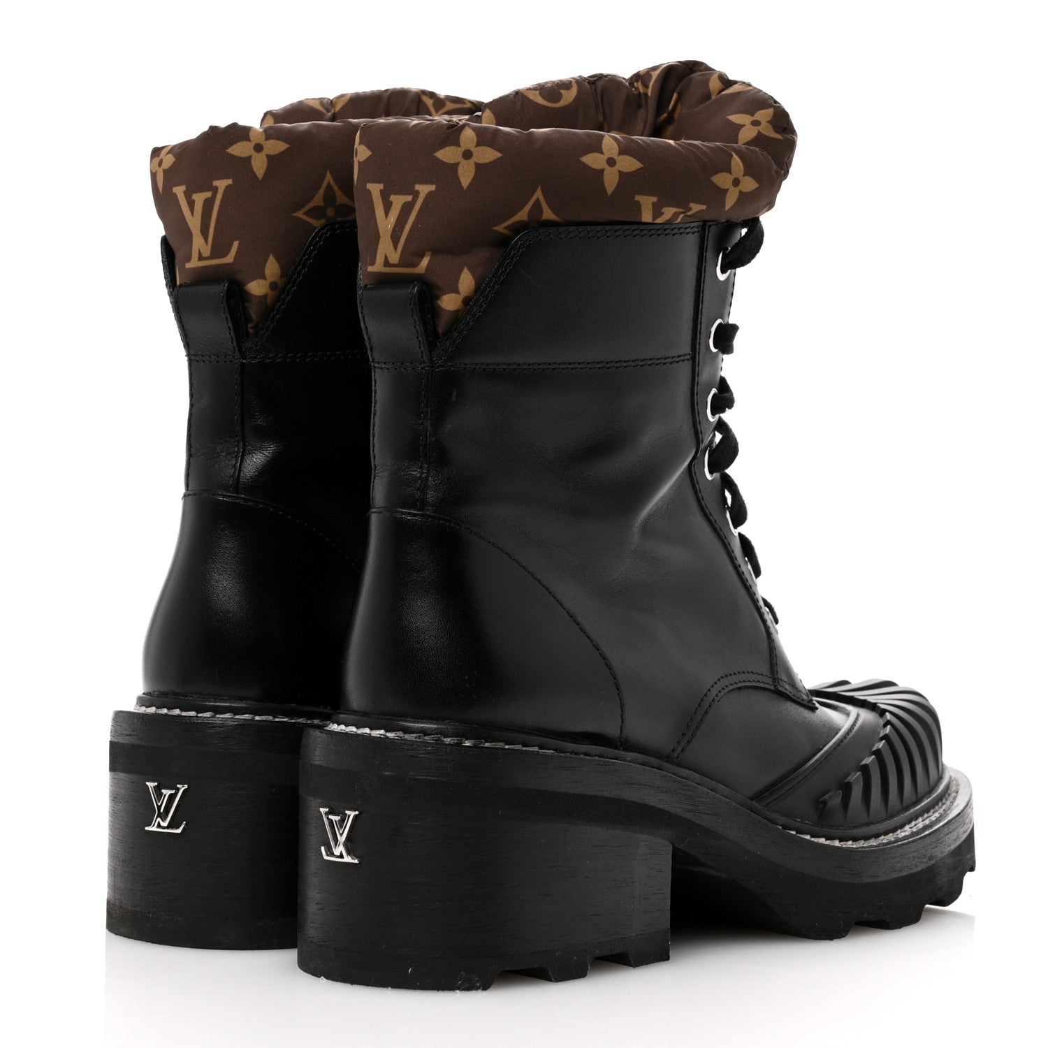 Louis Vuitton Calfskin Monogram Nylon LV Beaubourg Ankle Boots 39 Black 5 of 10