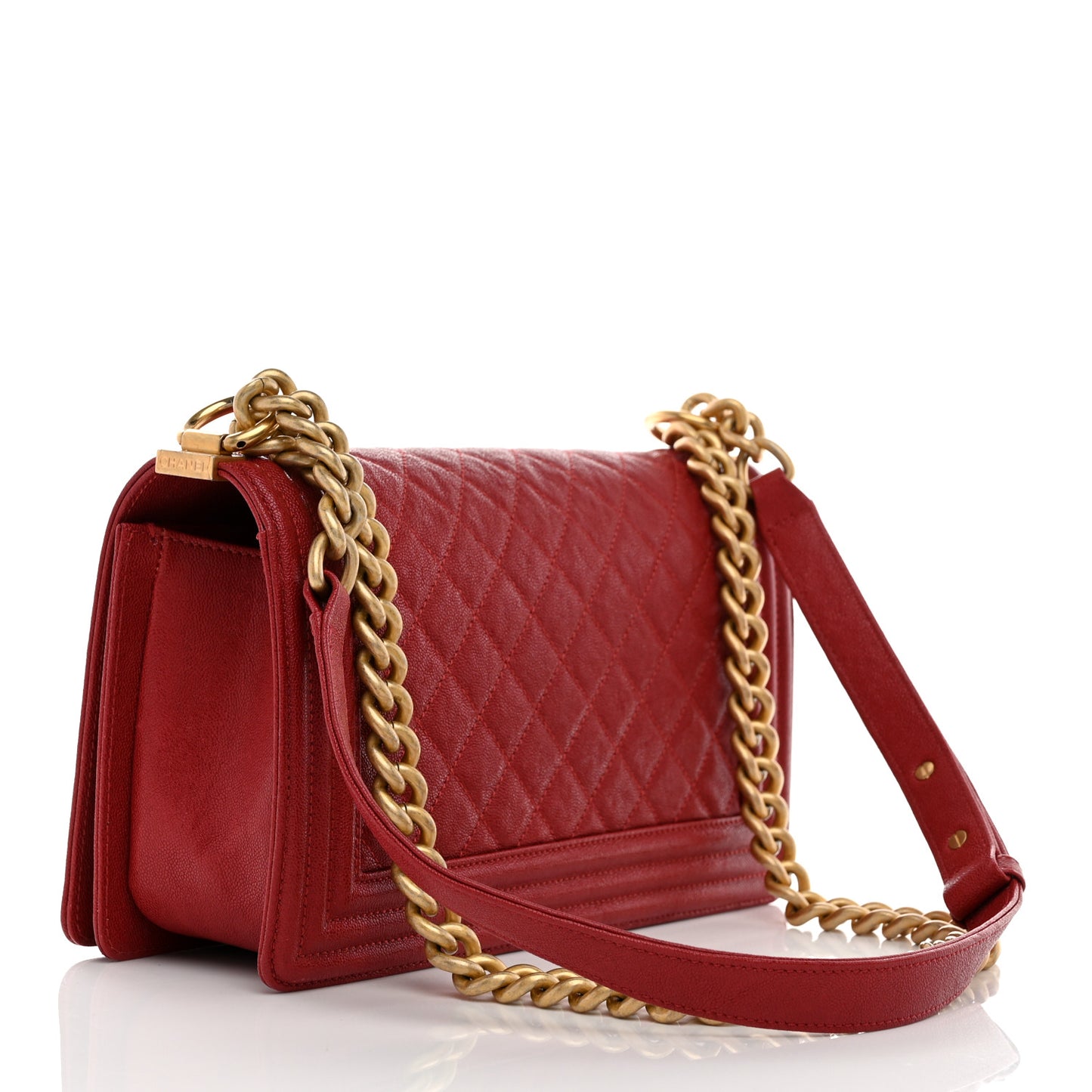 Caviar Quilted Medium Boy Flap Dark Red
