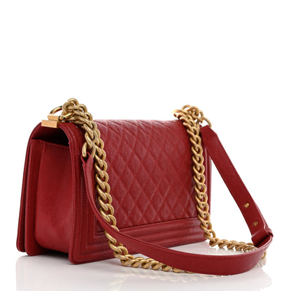 Chanel Caviar Quilted Medium Boy Flap Dark Red 3 of 10