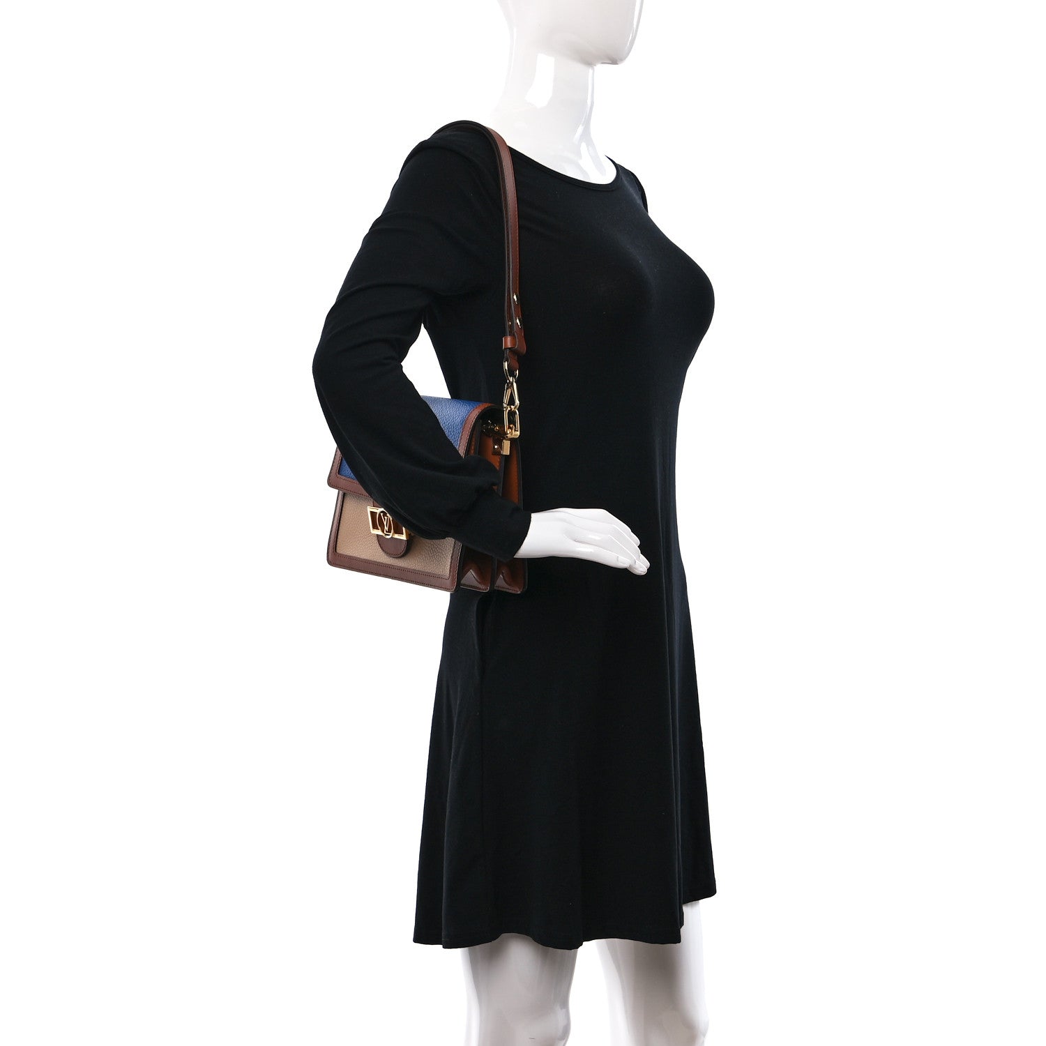 Louis Vuitton Taurillon Dauphine MM Blue Beige 2 of 8