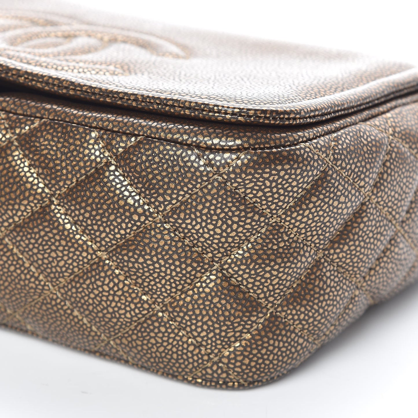 Metallic Caviar Medium Timeless CC Flap Bronze
