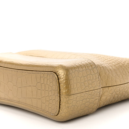 Chanel Metallic Calfskin Crocodile Embossed Medium Gabrielle Cocodile Hobo Gold 9 of 9