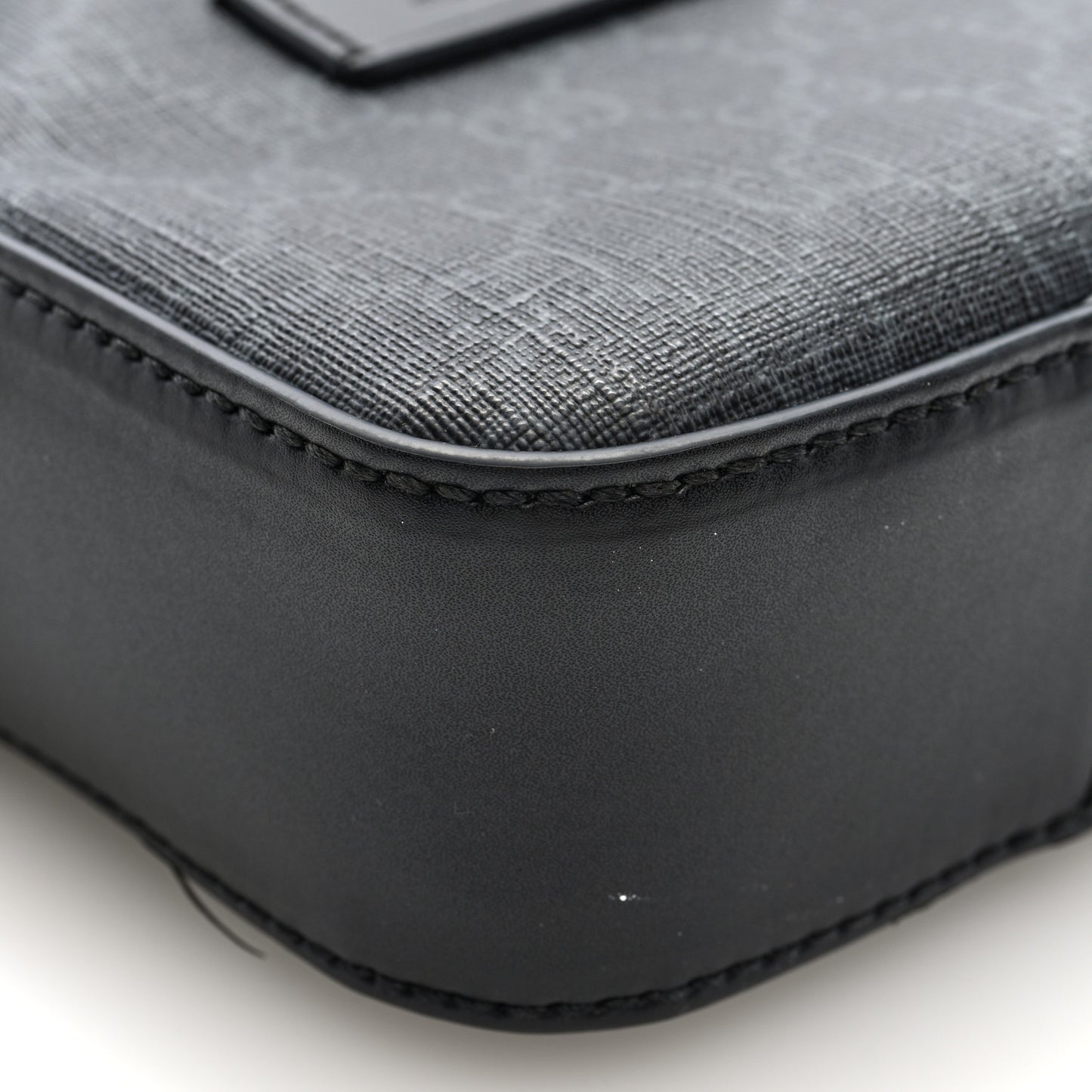 GG Supreme Monogram Appia Calfskin Web Small Camera Messenger Bag Black Grey