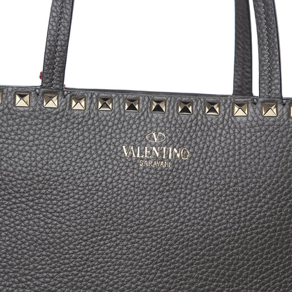 Valentino Garavani Grained Calfskin Rockstud Shoulder Tote Graphite 9 of 9