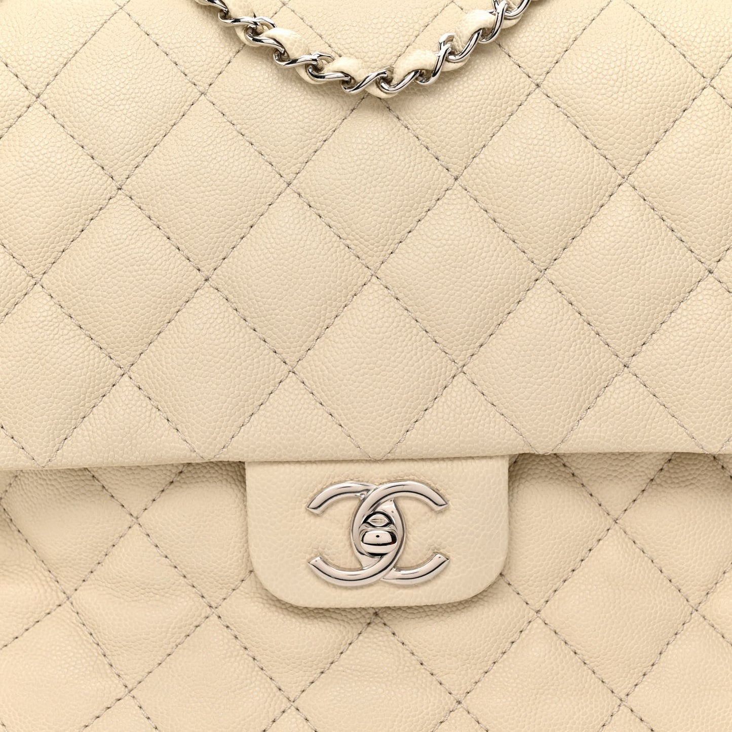 Caviar Quilted Large Urban Companion Flap White