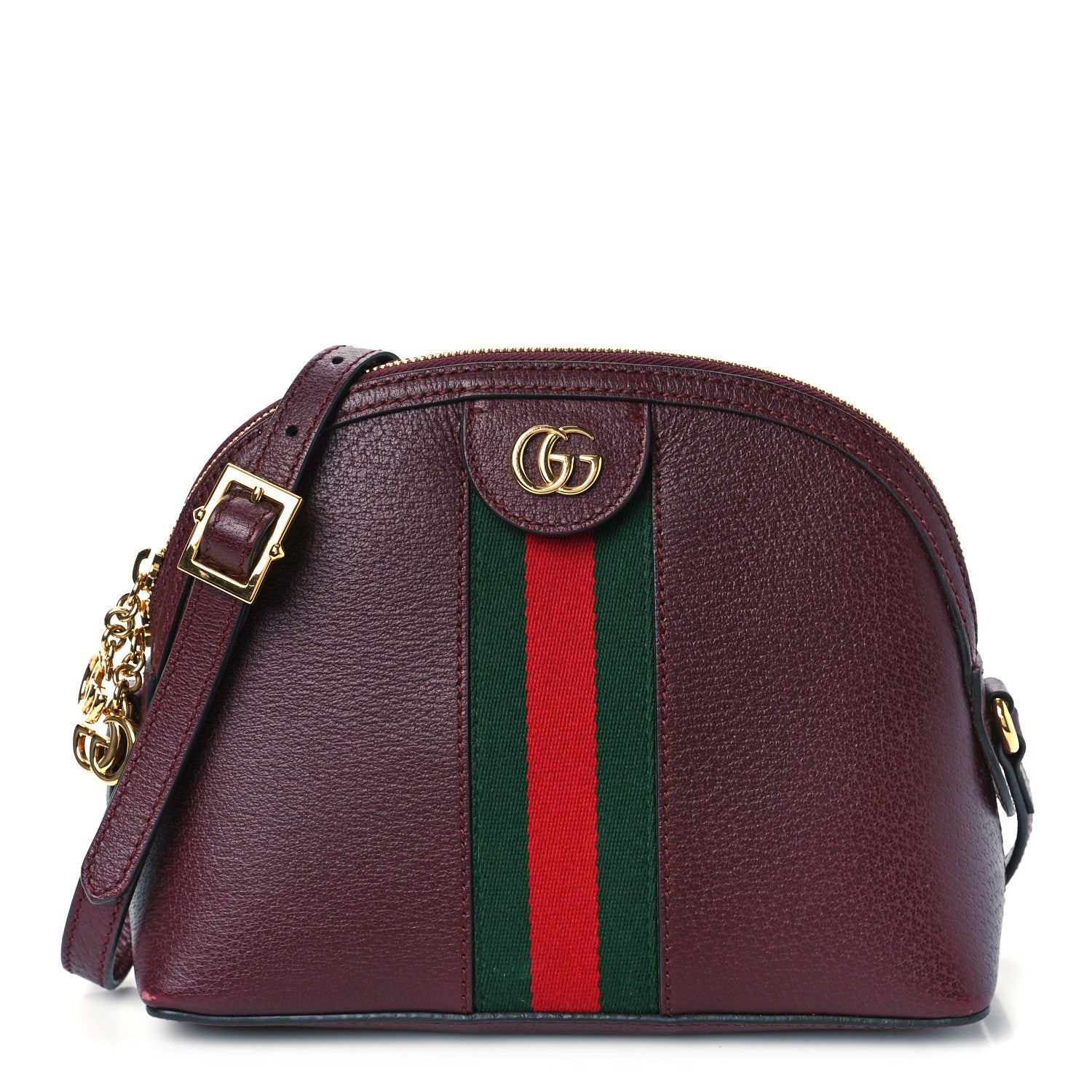 Gucci Textured Calfskin Web Small Ophidia Dome Shoulder Bag Vintage Bordeaux 1 of 10