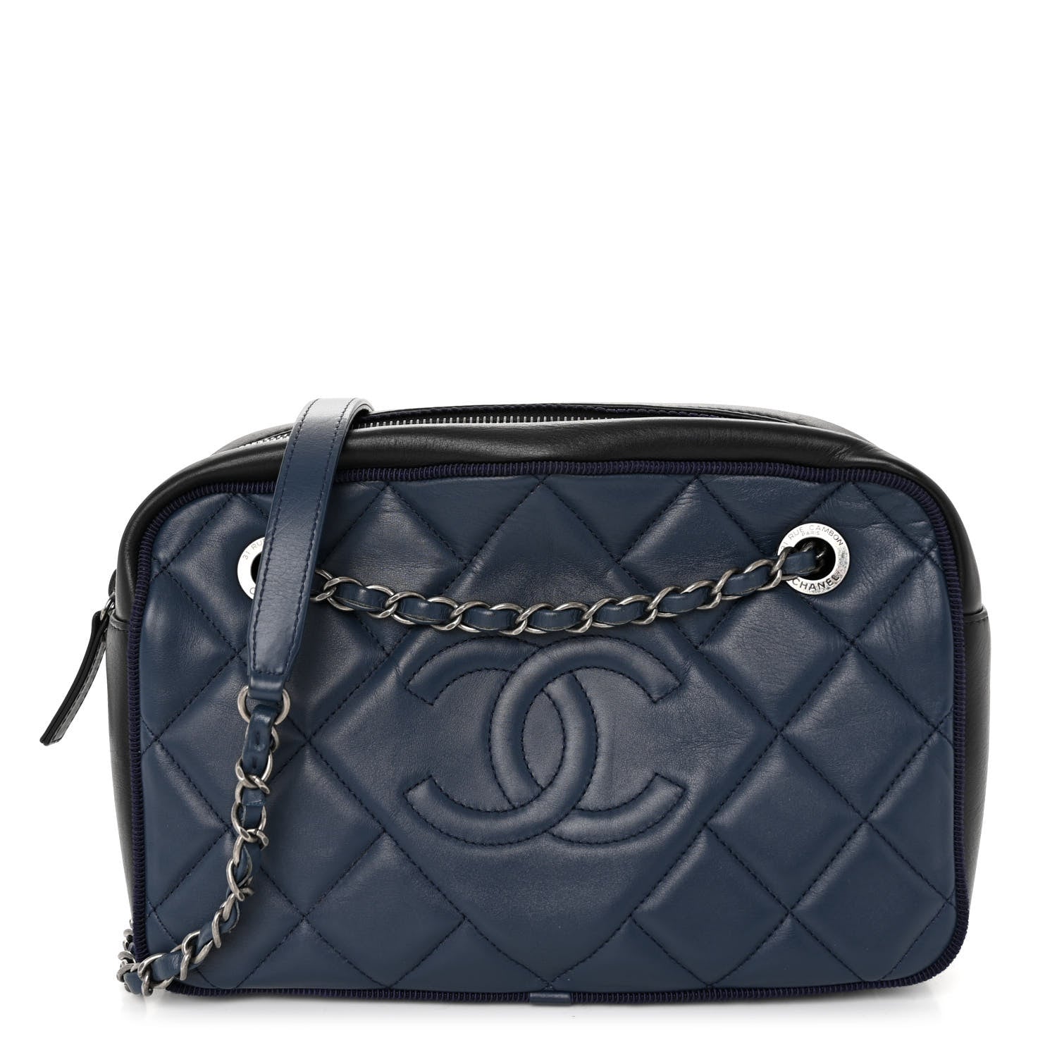 Chanel Calfskin Quilted Small Ballerine Camera Case Dark Blue 2 of 11