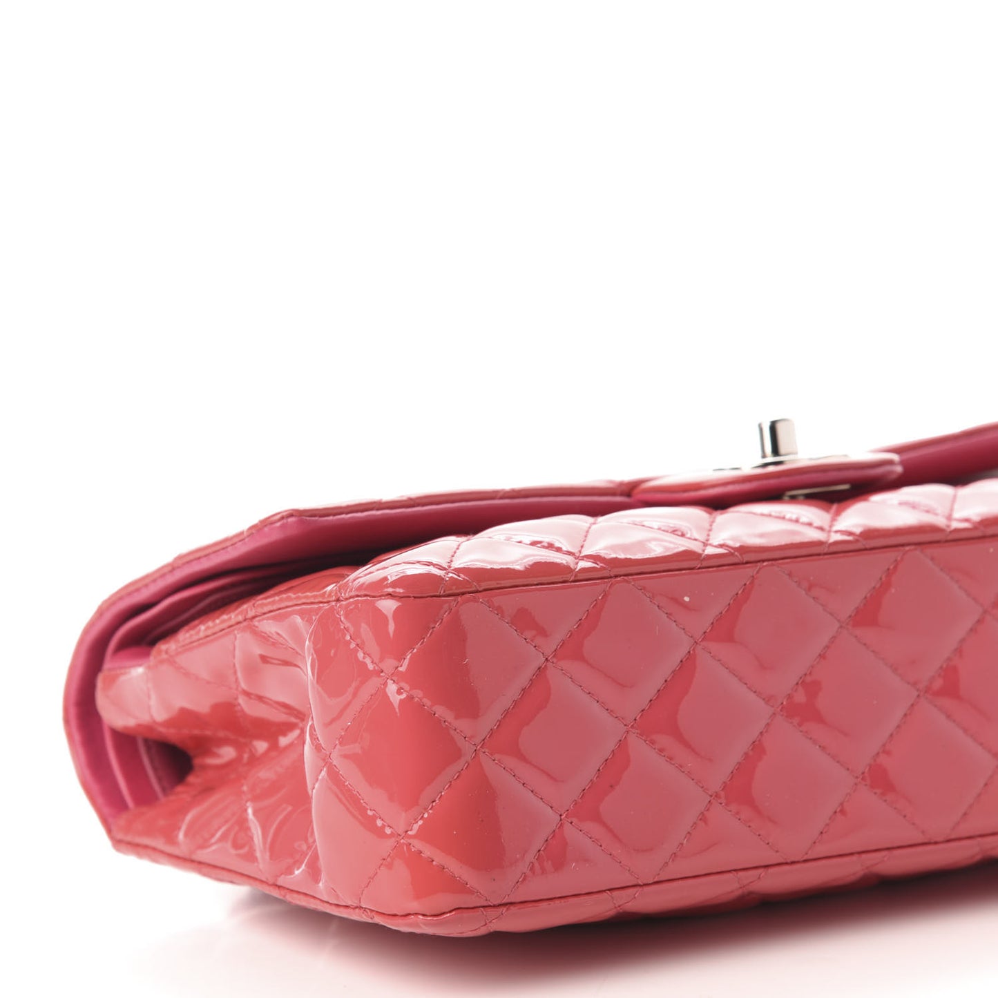 Patent Quilted Medium Double Flap Fuchsia