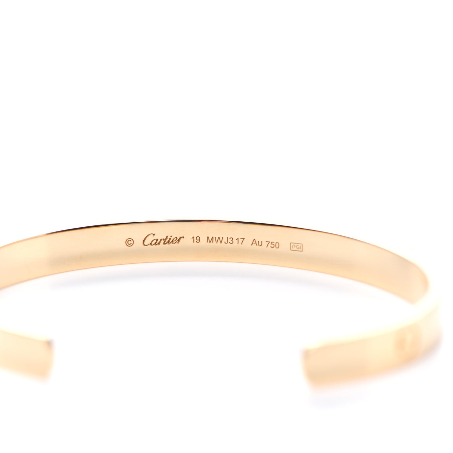 18K Yellow Gold LOVE Cuff Bracelet 19