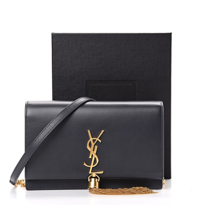 Saint Laurent Smooth Calfskin Classic Monogram Kate Tassel Chain Wallet Black 10 of 10