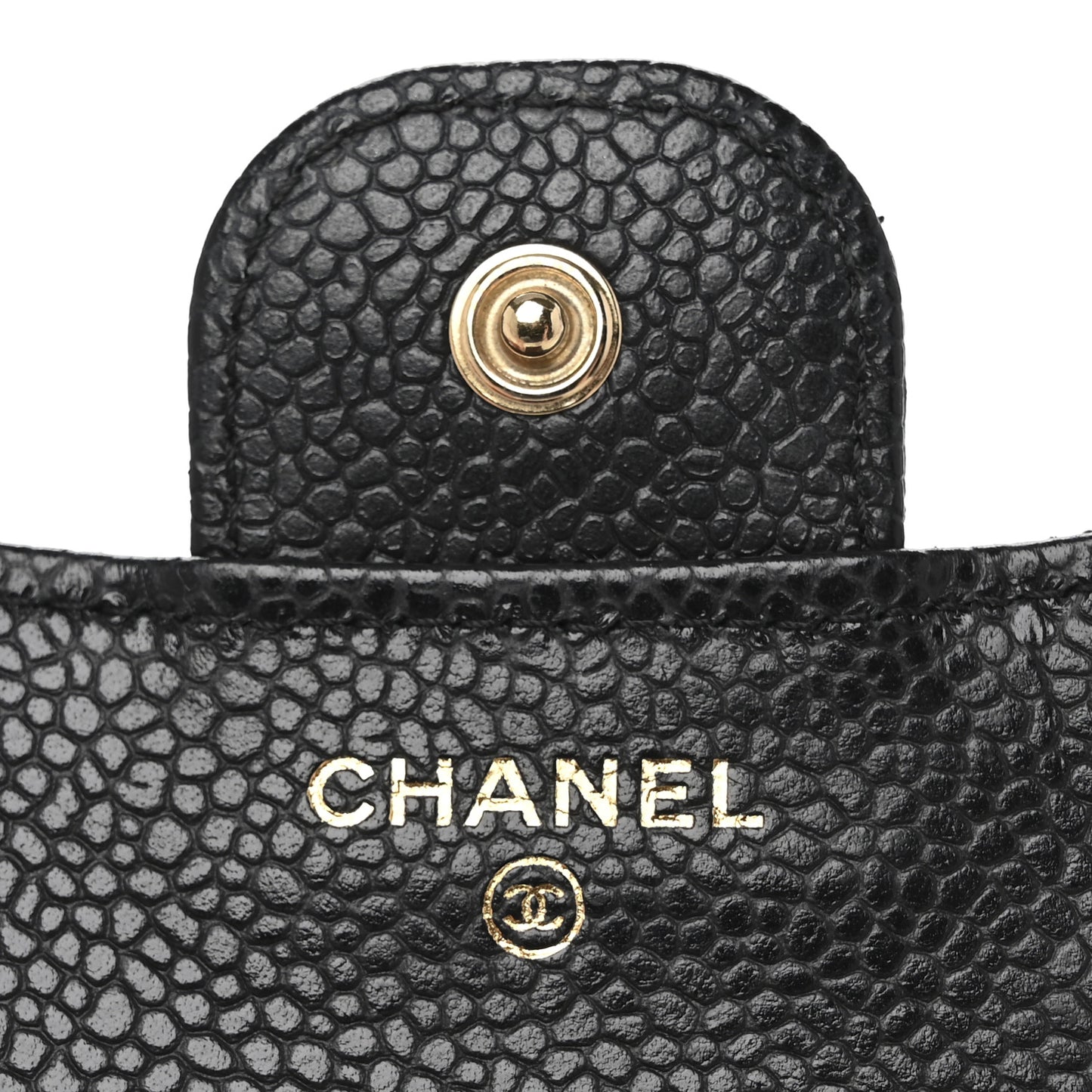 Caviar Quilted Compact Flap Wallet Black