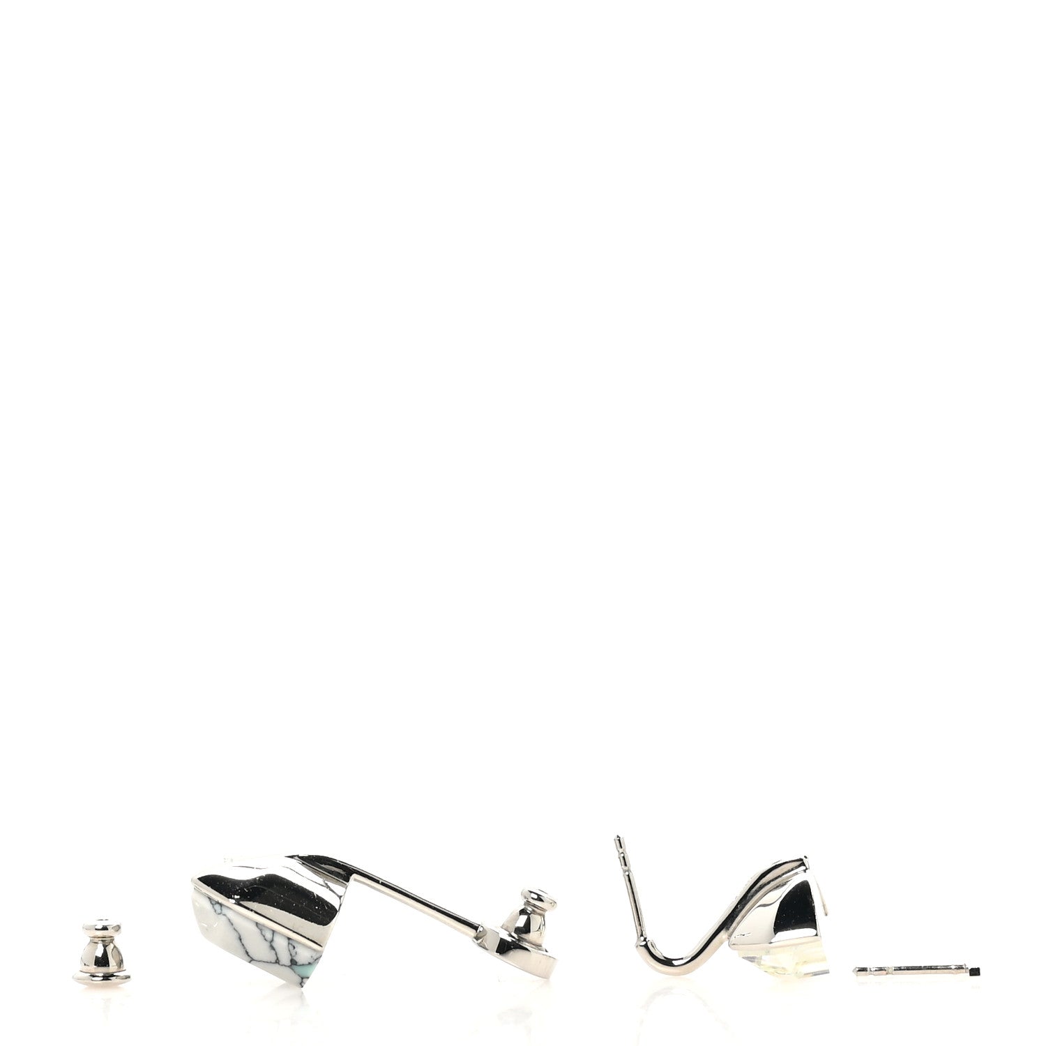 Christian Dior Howlite Crystal Asymmetric Drop Earrings White 3 of 5