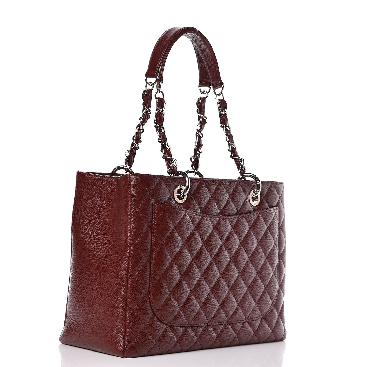 Caviar Quilted Grand Shopping Tote GST Dark Burgundy